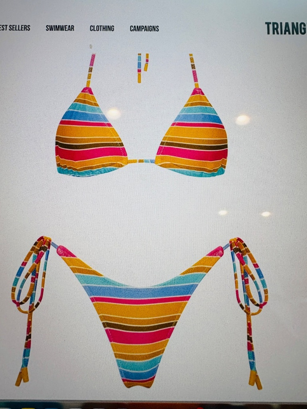 TRIANGLE VINCA - MELON STRIPE TRIANGLE BIKINI SET - NWT